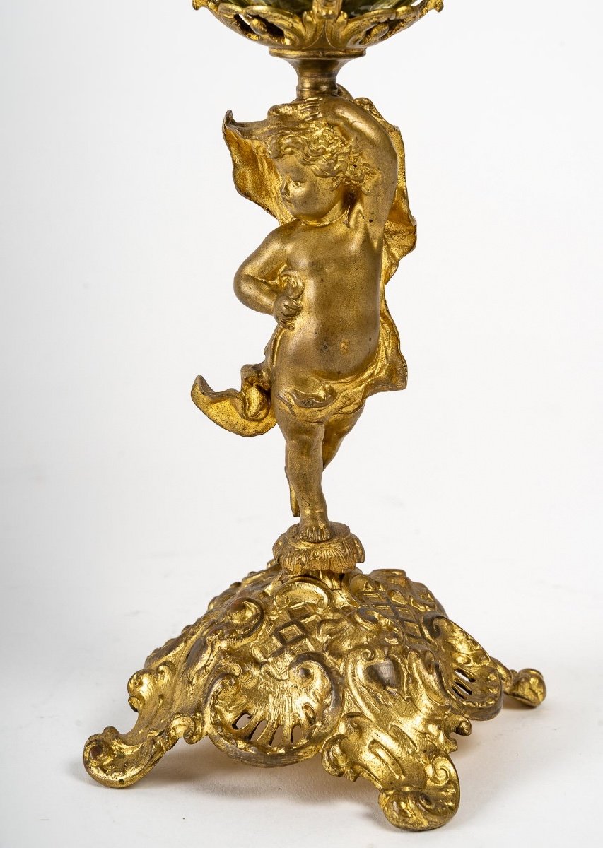 A Cup On Foot In Molded Glass And Gilt Bronze Late Nineteenth Century-photo-2