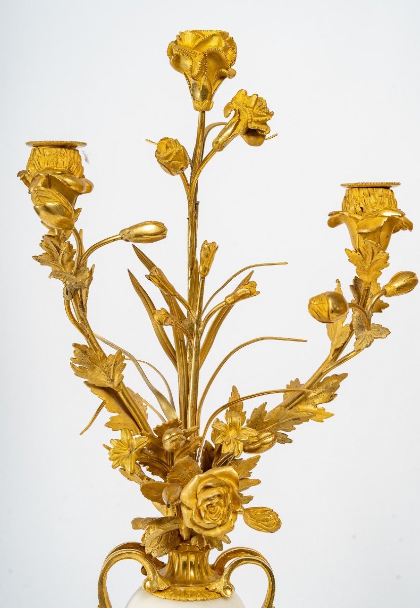 Fireplace Trim In Gilt Bronze And White Marble Eighteenth Century-photo-2