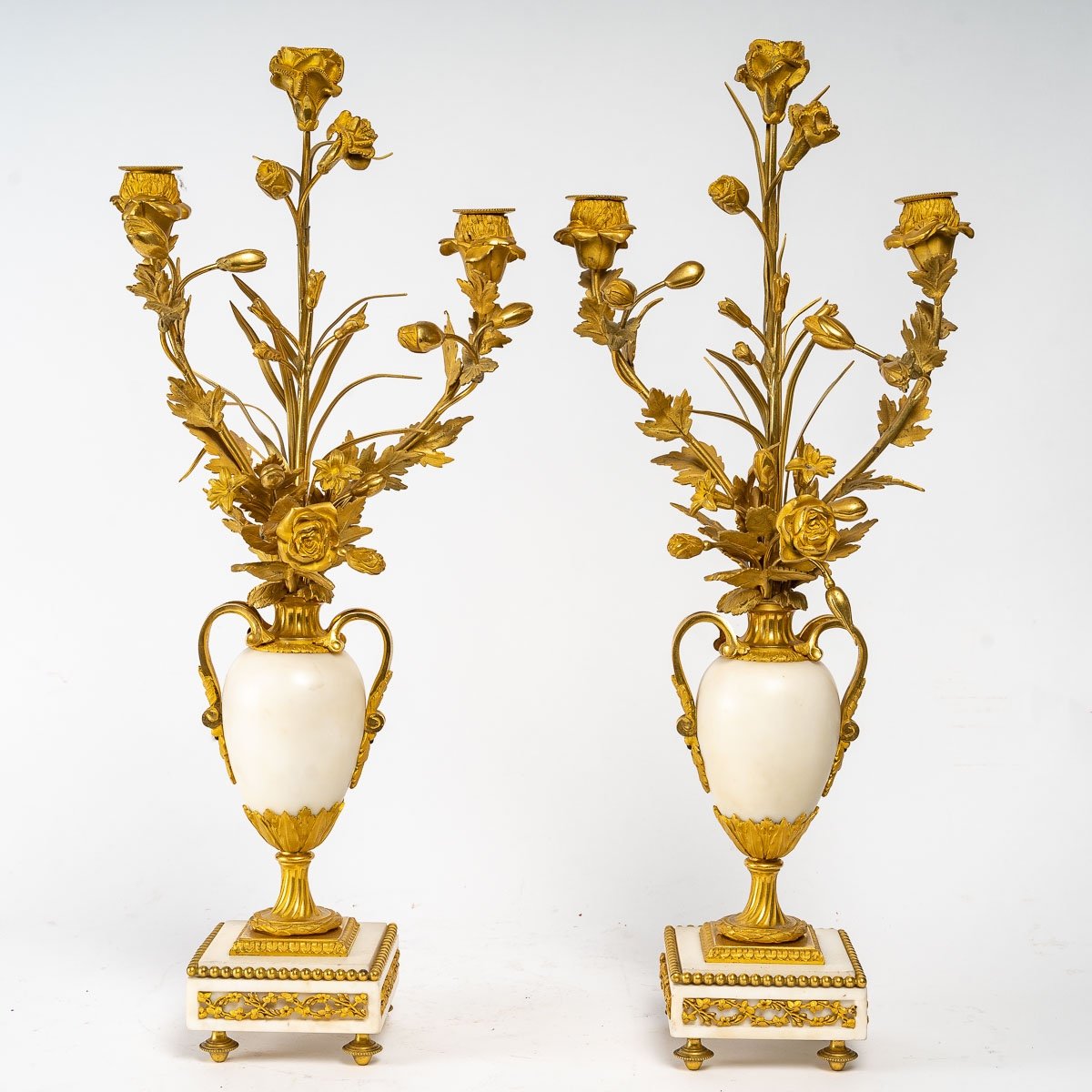 Fireplace Trim In Gilt Bronze And White Marble Eighteenth Century-photo-3