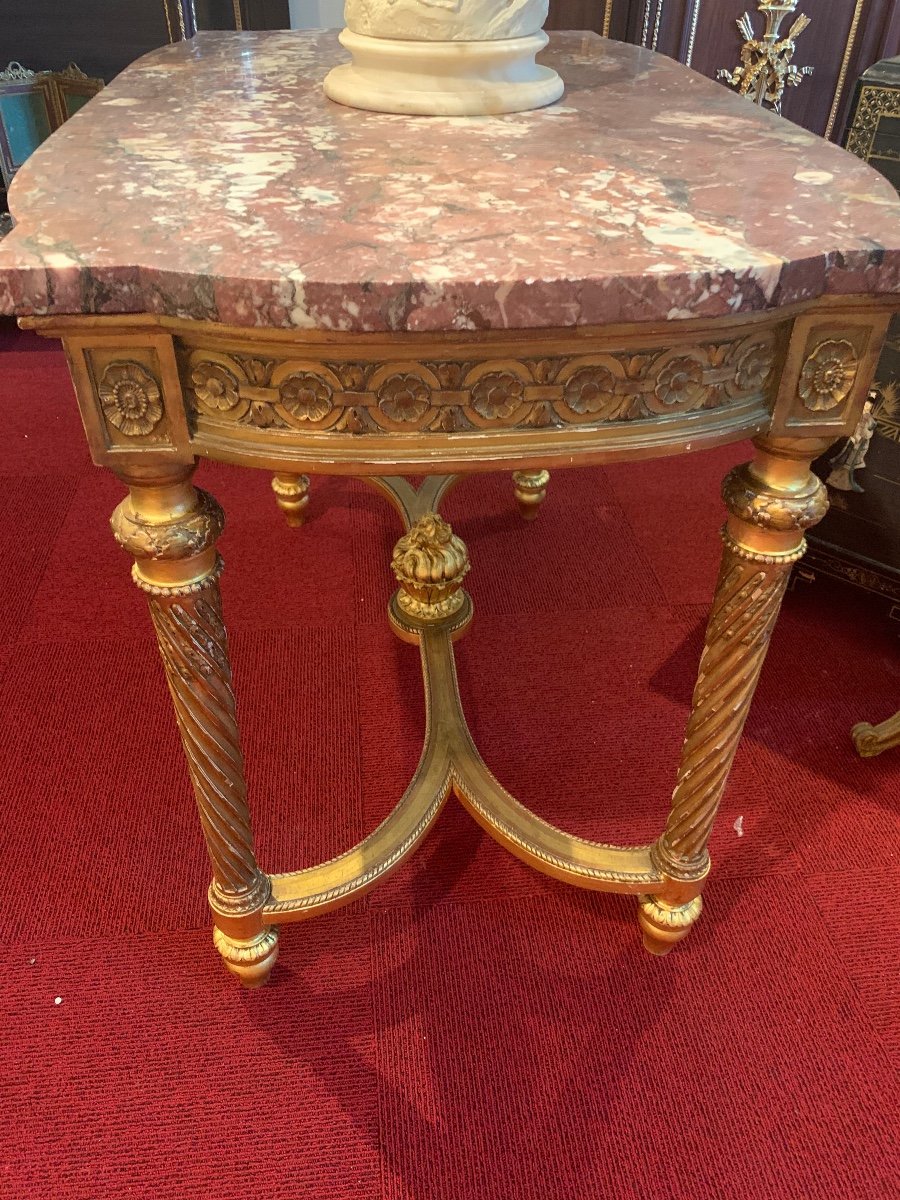 Center Table In Golden Wood Louis XVI Style End XIXth Century-photo-4