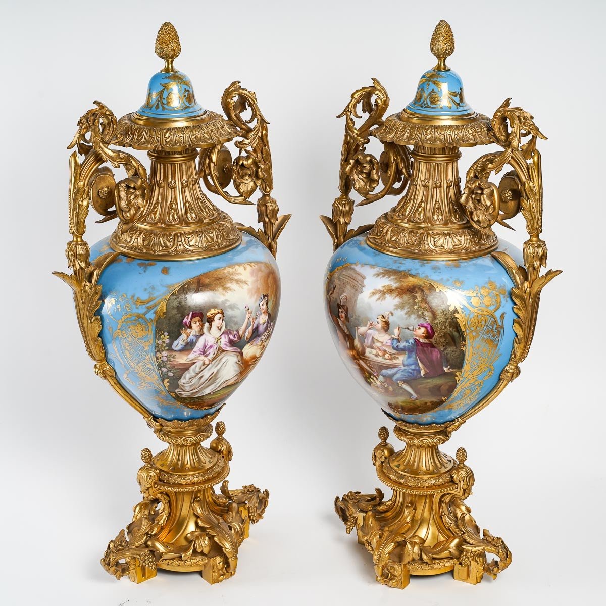 An Important Pair Of Sèvres Porcelain Vases XIXth Century-photo-2