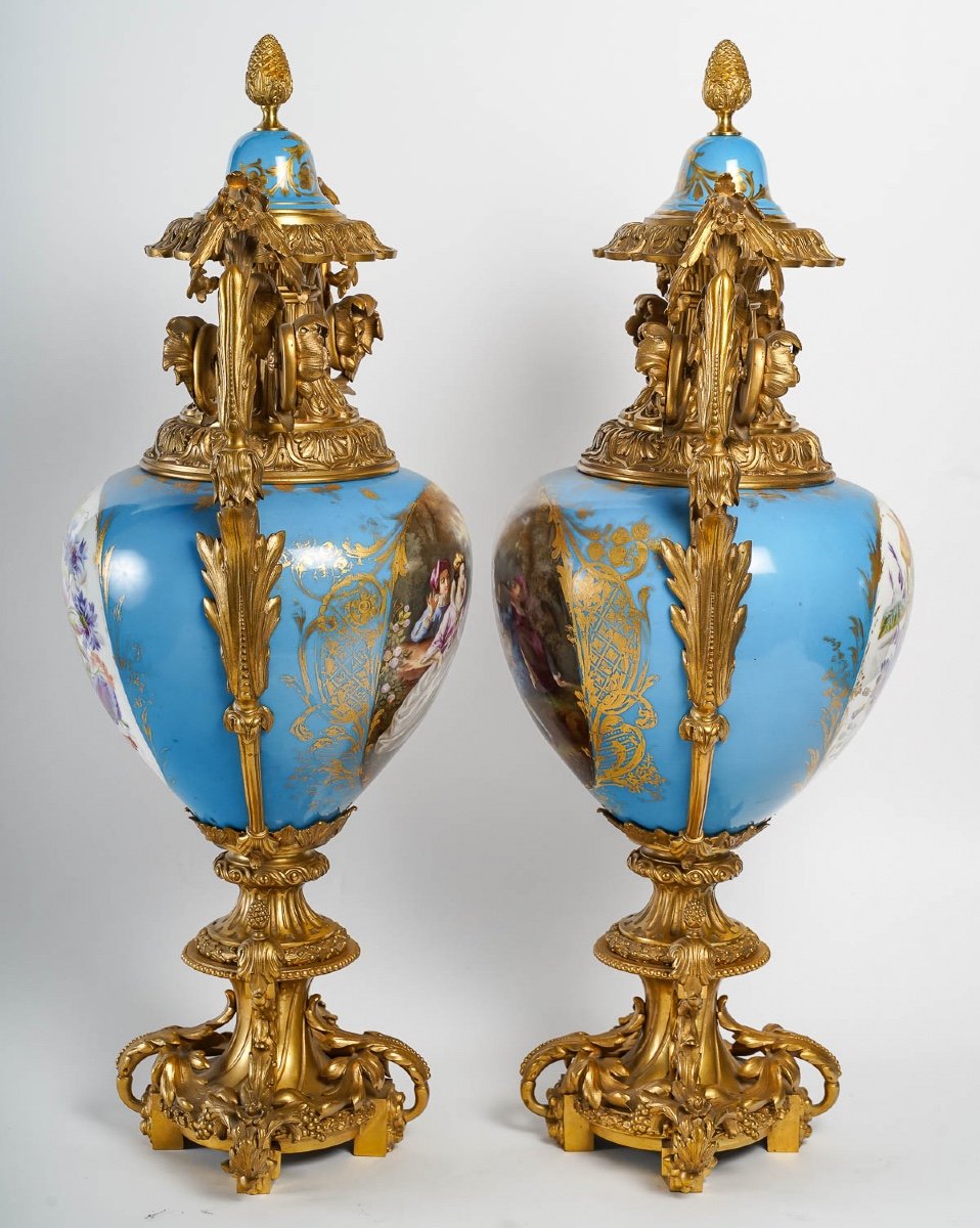 An Important Pair Of Sèvres Porcelain Vases XIXth Century-photo-8