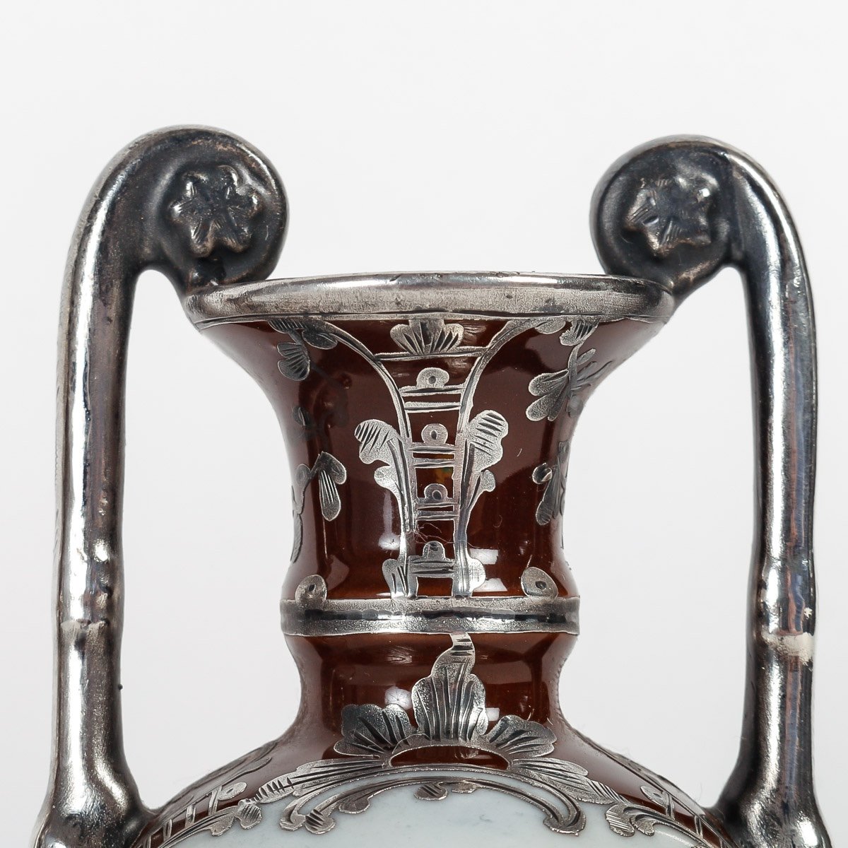 A Pair Of Miniature Porcelain And Silver Vases Late Nineteenth Century-photo-3