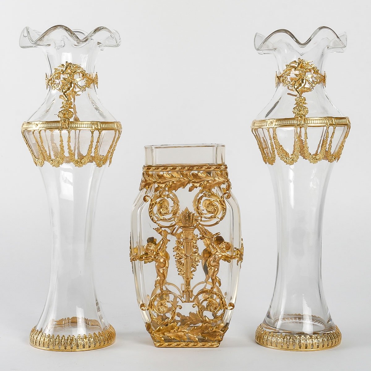 Set In Crystal And Gilt Bronze Late Nineteenth Century