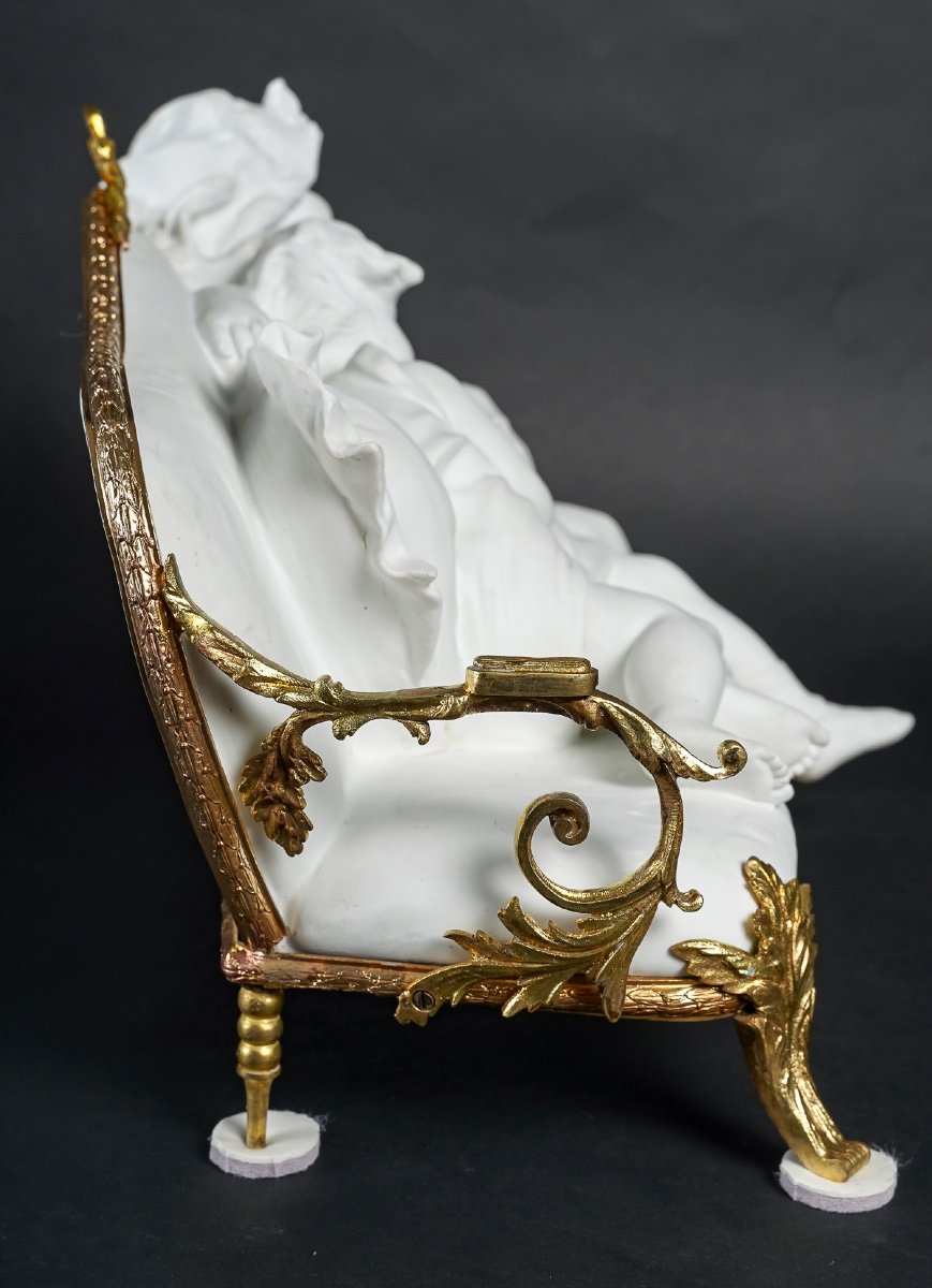 Art Nouveau Biscuit And Gilt Bronze Sculpture-photo-4