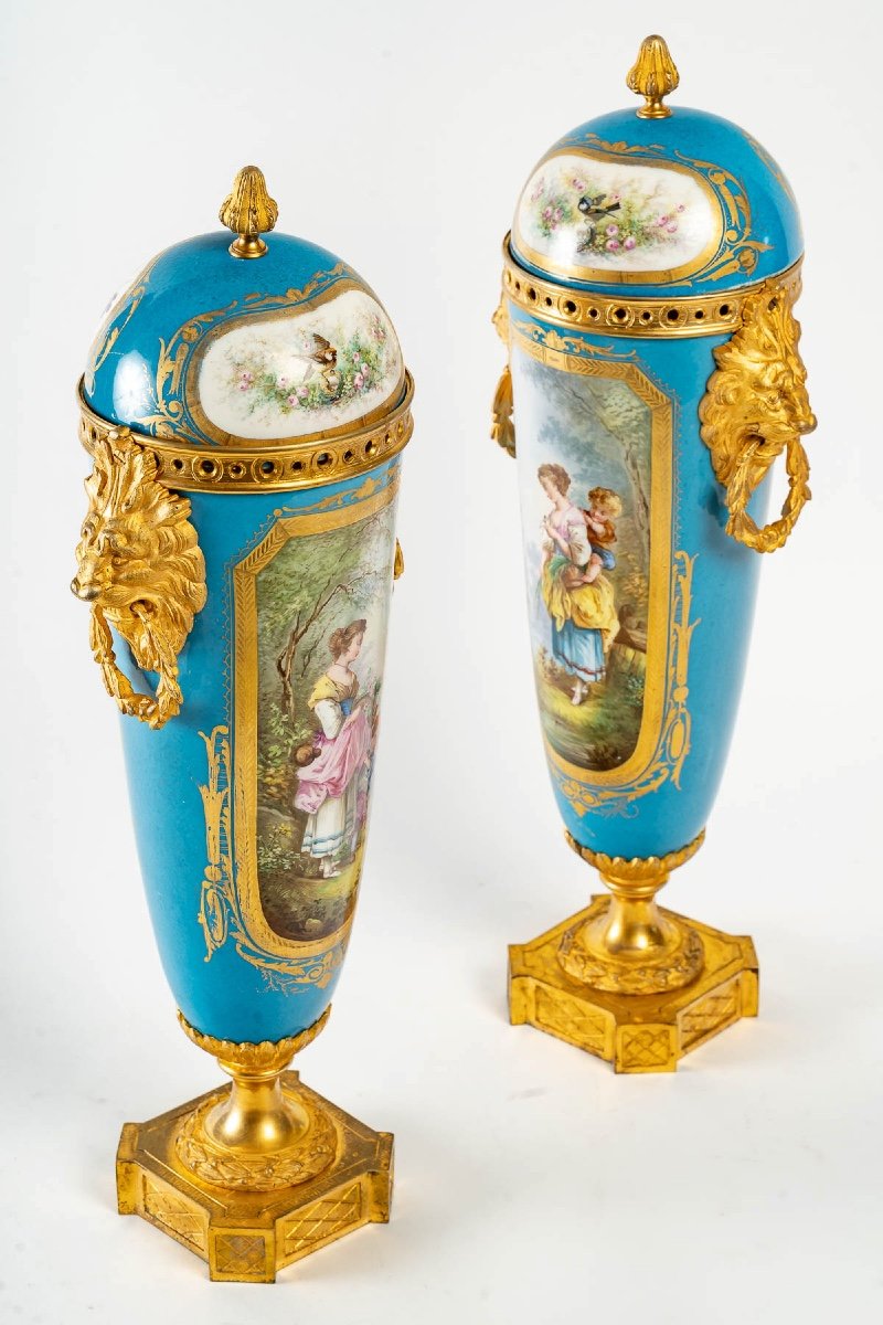 Paire De Vases En Porcelaine De Sèvres Fin XIXème Siècle -photo-2