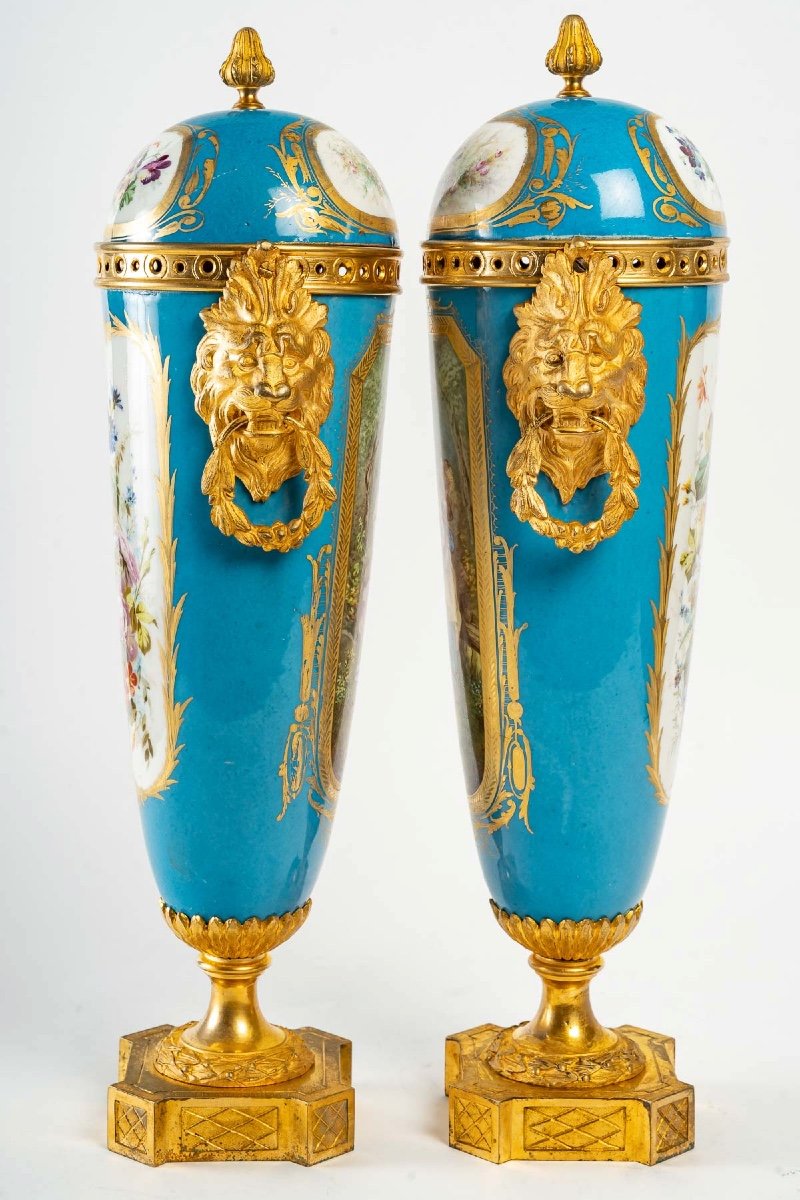 Paire De Vases En Porcelaine De Sèvres Fin XIXème Siècle -photo-4