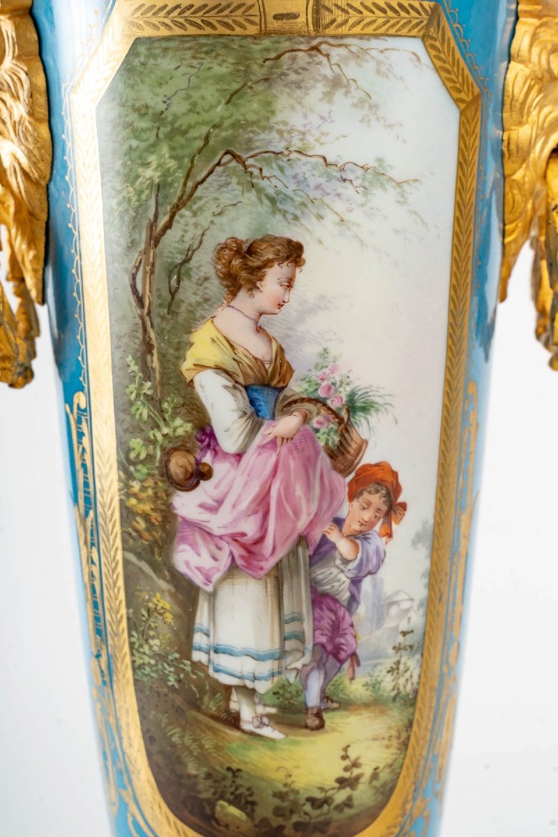 Paire De Vases En Porcelaine De Sèvres Fin XIXème Siècle -photo-2