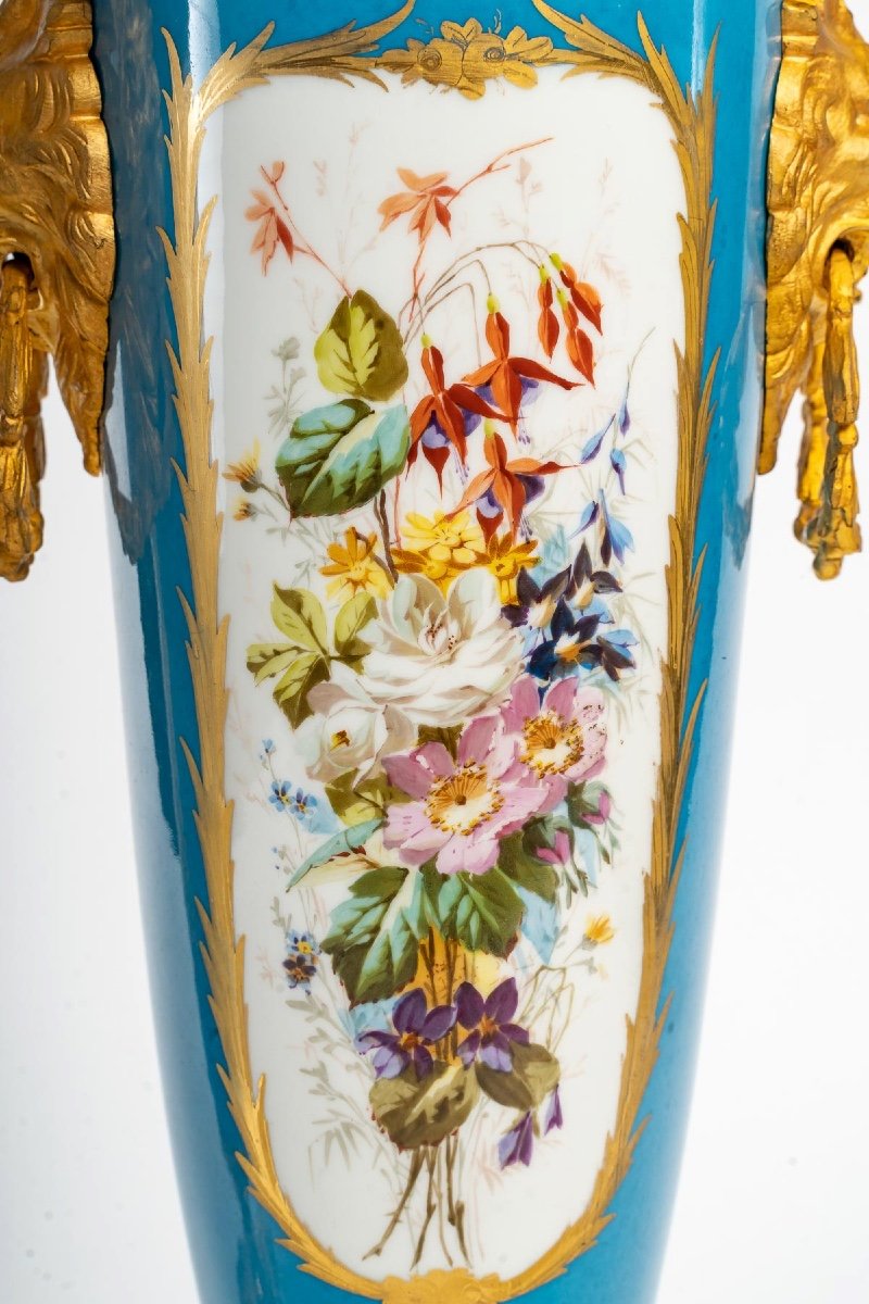 Paire De Vases En Porcelaine De Sèvres Fin XIXème Siècle -photo-4