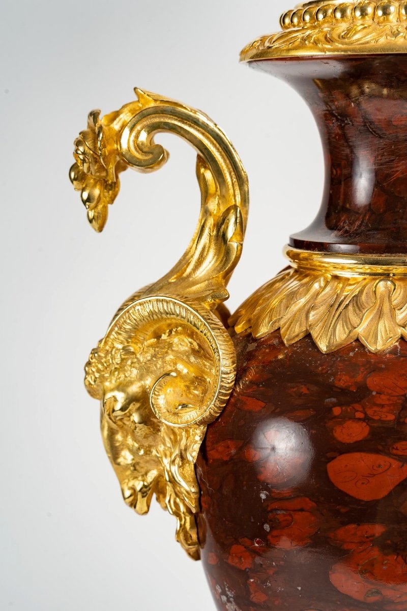 Pair Of Girandoles In Red Marble And Gilt Bronze XIXth Century-photo-7