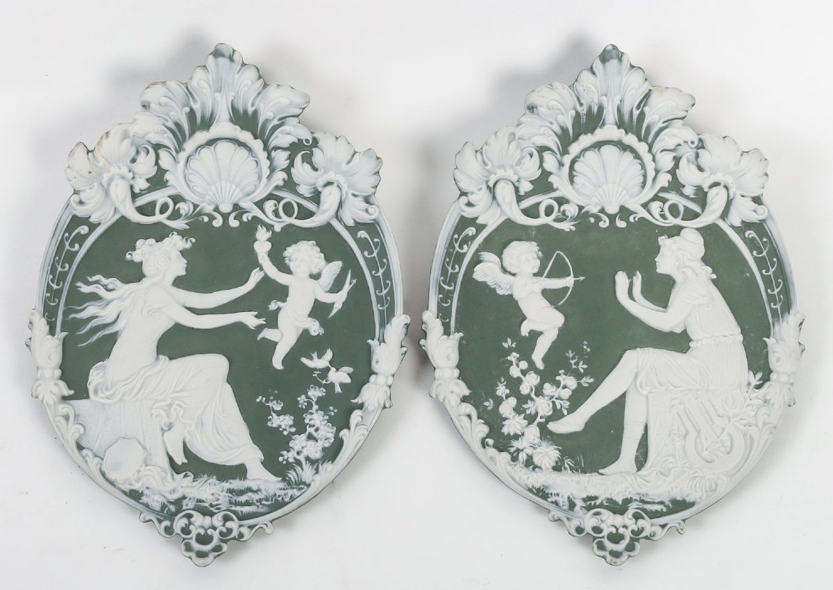 Une Paire De Plaques en porcelaine de style Wedgwood Fin XIXème Siècle -photo-7