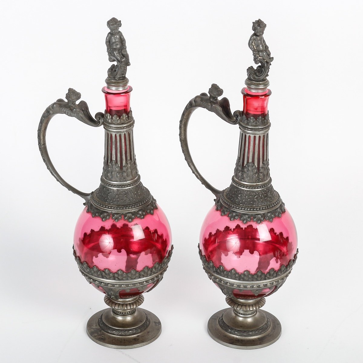 A Glass And Pewter Liqueur Service Late 19th Century-photo-3