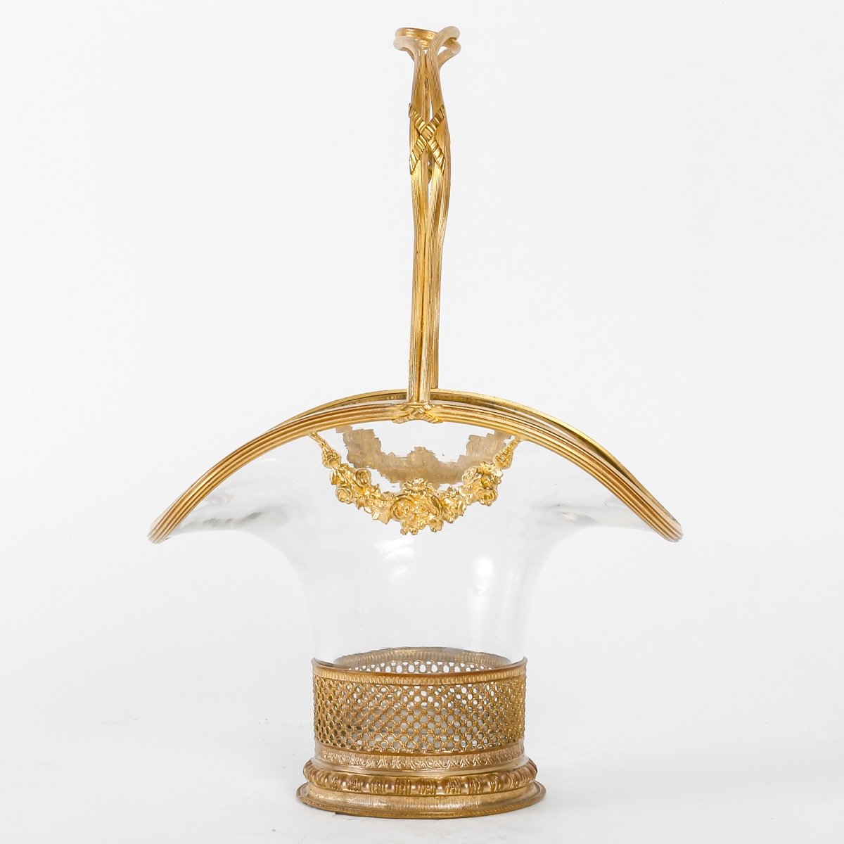 Un Panier En Cristal Et Bronze Doré époque XIXème Siècle -photo-2