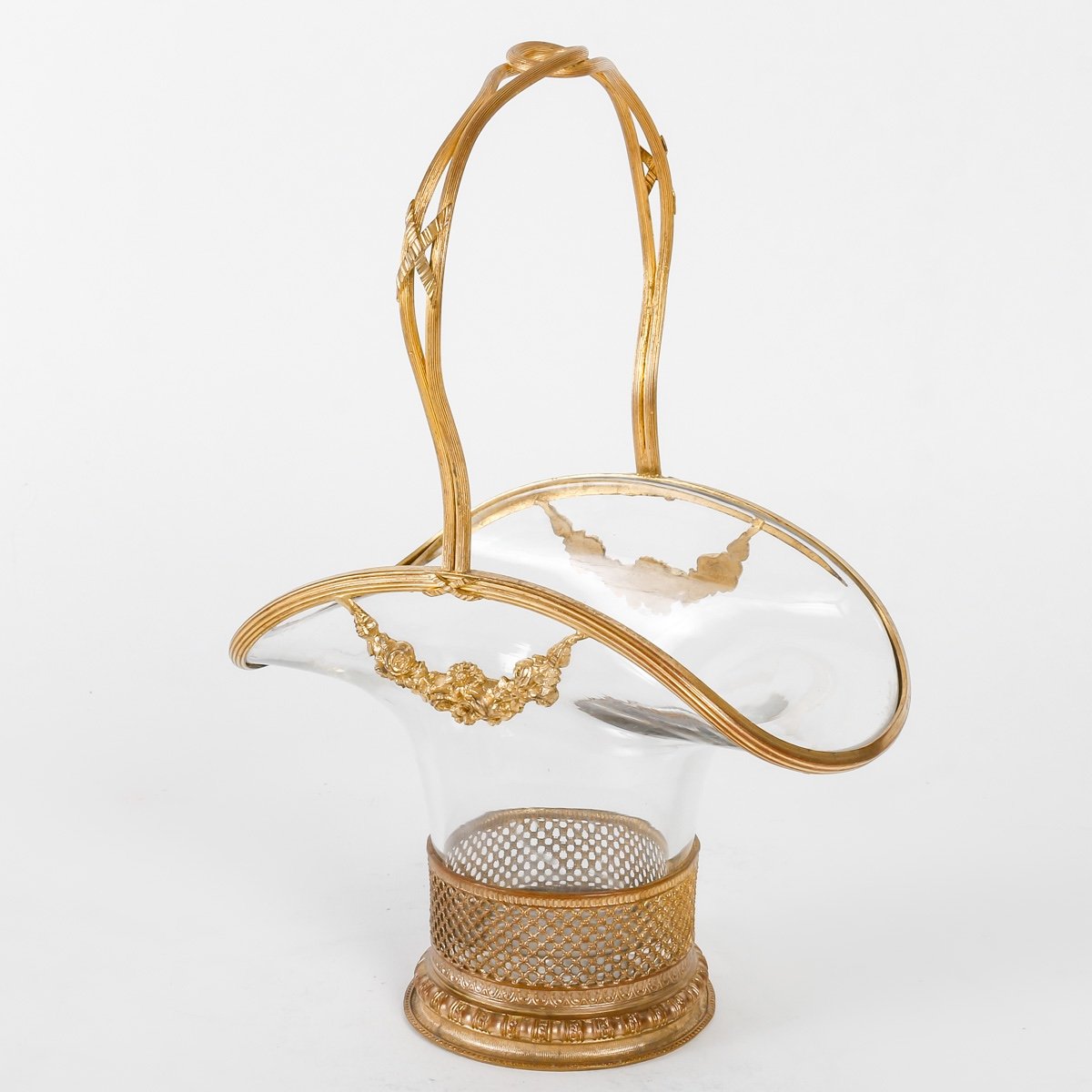 Un Panier En Cristal Et Bronze Doré époque XIXème Siècle 