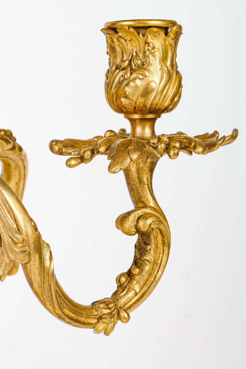 Louis XV Style Gilded Bronze Lamp Circa 1880 Signed Rambaud-photo-2