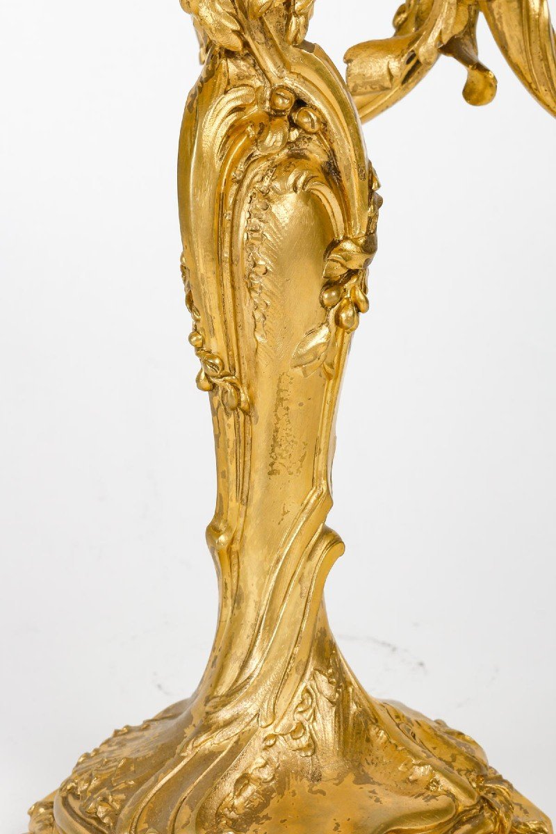 Louis XV Style Gilded Bronze Lamp Circa 1880 Signed Rambaud-photo-4