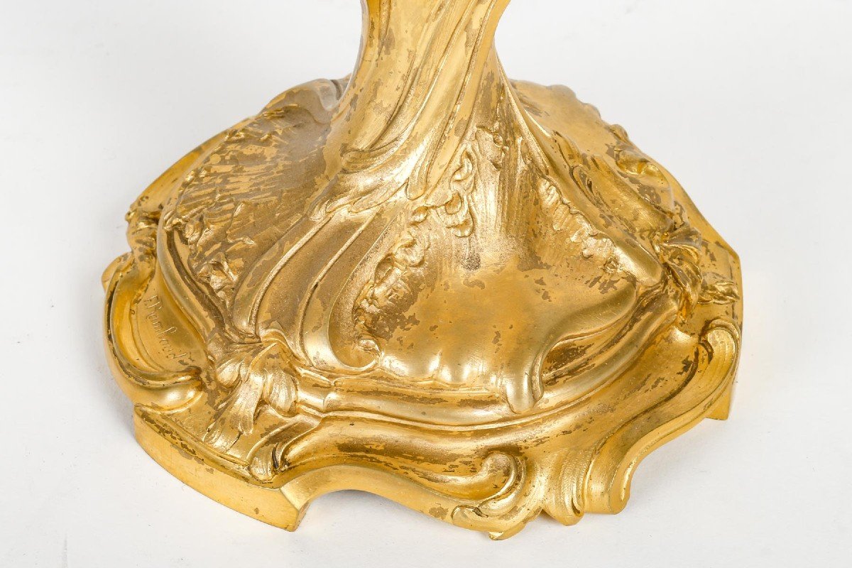 Louis XV Style Gilded Bronze Lamp Circa 1880 Signed Rambaud-photo-5