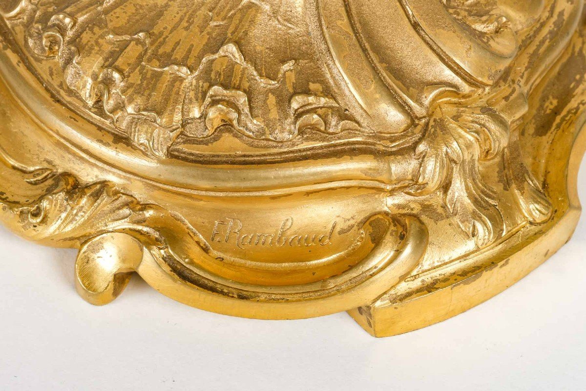 Louis XV Style Gilded Bronze Lamp Circa 1880 Signed Rambaud-photo-6