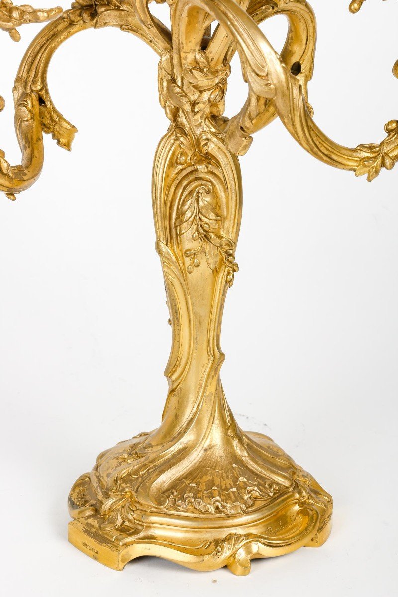 Louis XV Style Gilded Bronze Lamp Circa 1880 Signed Rambaud-photo-7