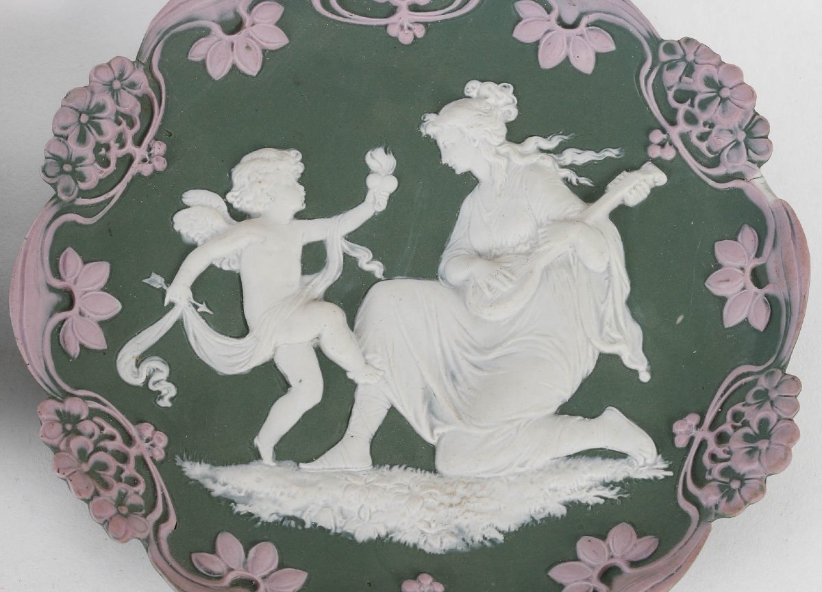 Paire De Plaque En Porcelaine De Style Wedgwood Fin XIXème Siècle -photo-3