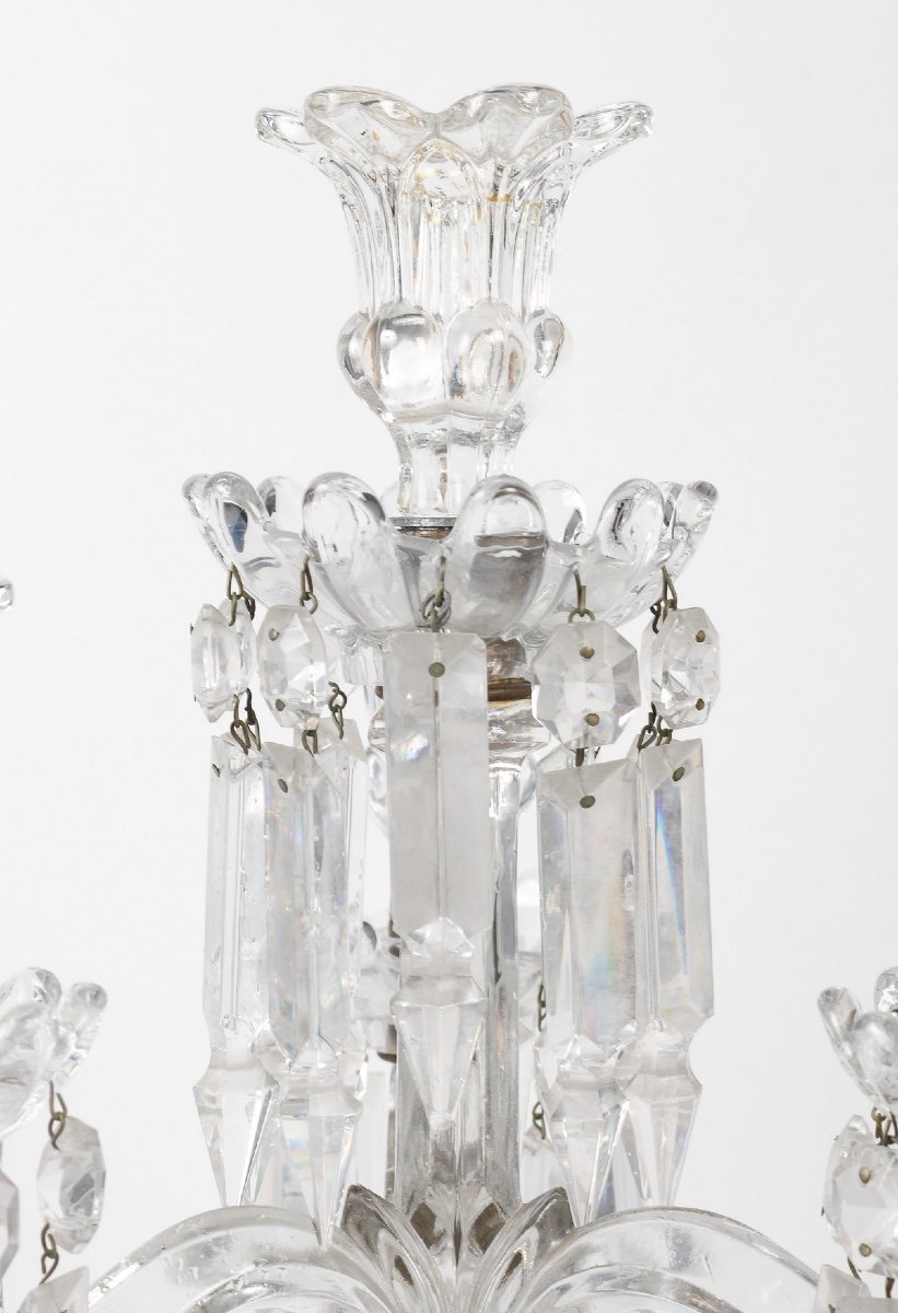 A Pair Of Baccarat Crystal Candelabra 20th Century-photo-4