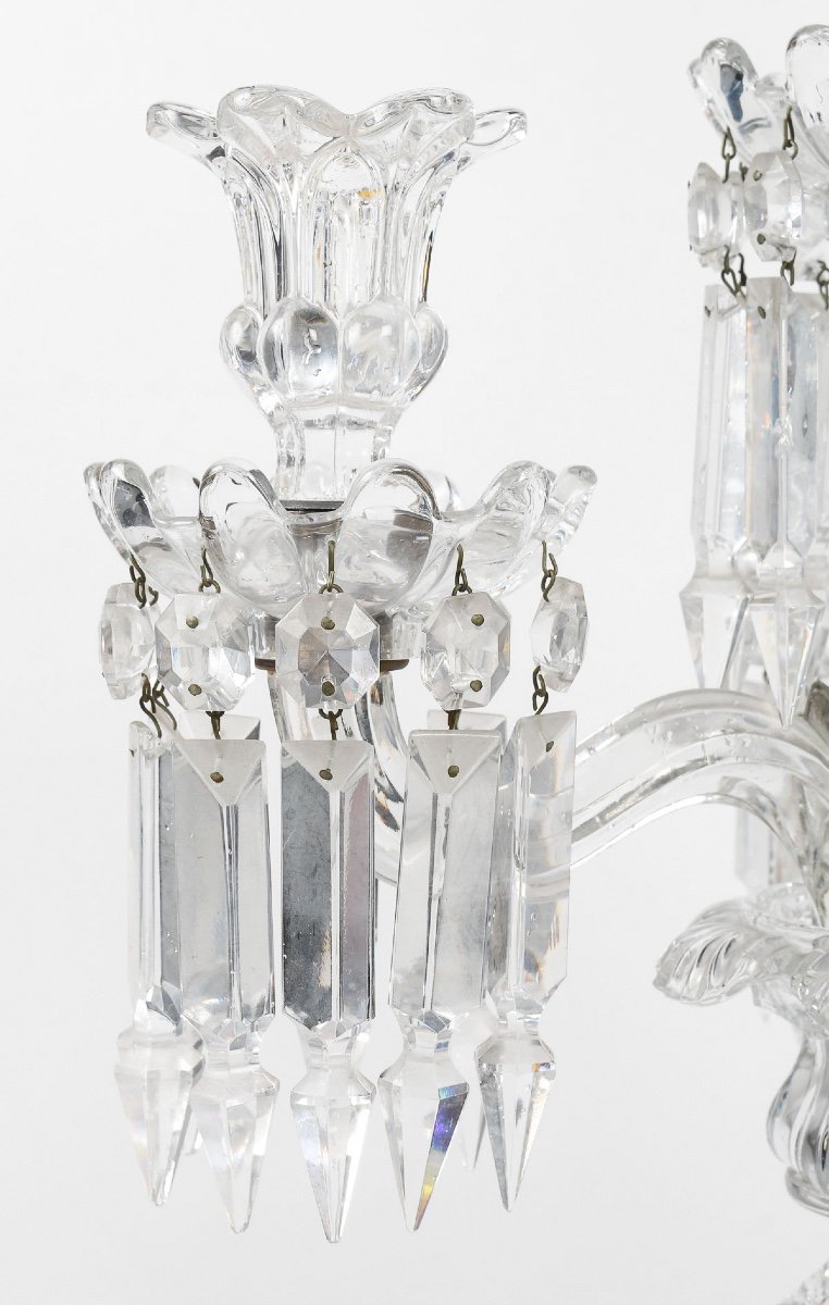 A Pair Of Baccarat Crystal Candelabra 20th Century-photo-2