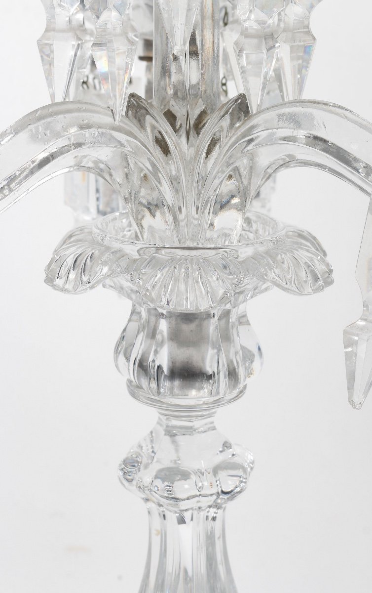 A Pair Of Baccarat Crystal Candelabra 20th Century-photo-3