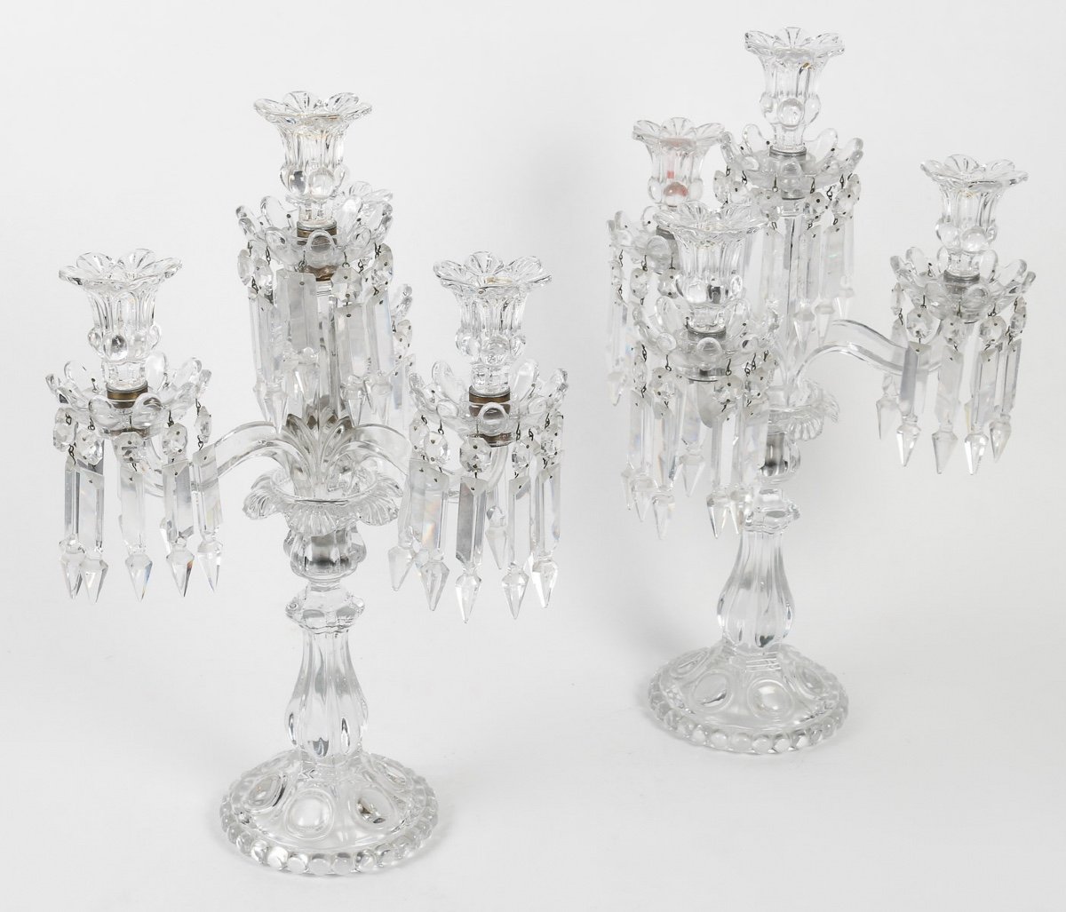 A Pair Of Baccarat Crystal Candelabra 20th Century-photo-6