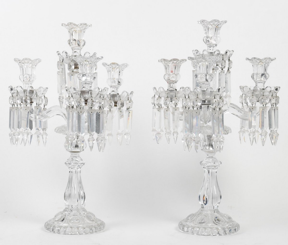 A Pair Of Baccarat Crystal Candelabra 20th Century