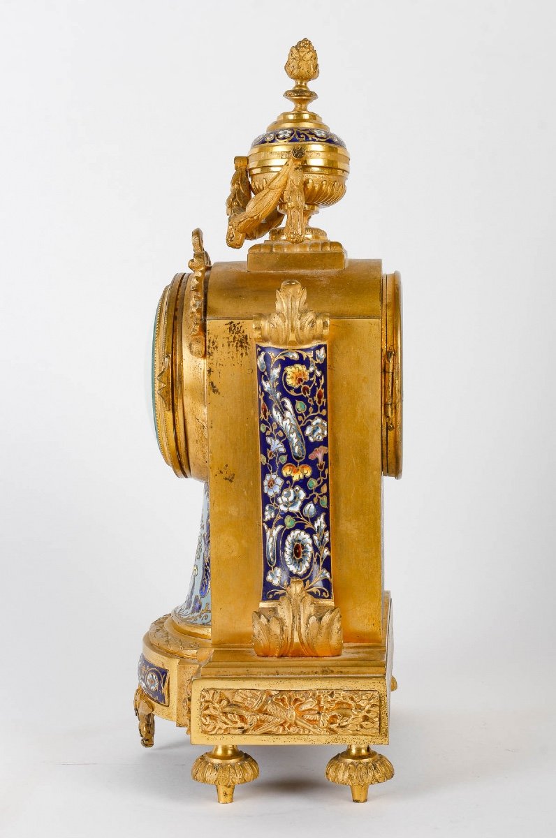 Une Garniture En Bronze Doré Et émail Cloisonné Fin XIXème Siècle -photo-2
