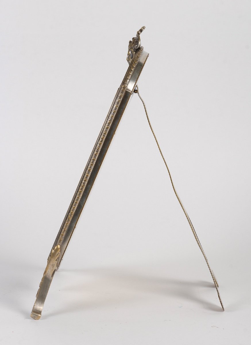 Un Miroir De Table En Bronze Argenté Et émail Cloisonné XIXème Siècle -photo-3
