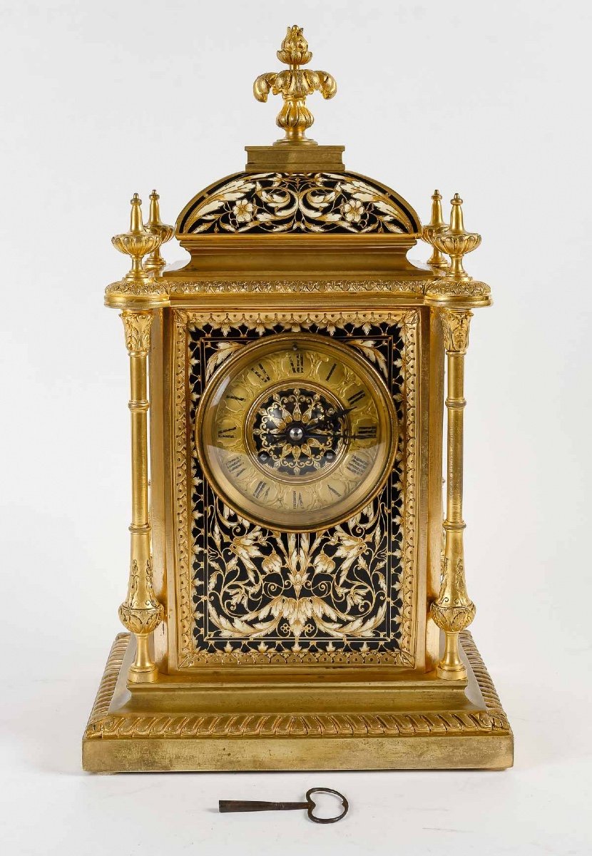 A Clock In Gilt Bronze And Cloisonné Enamel Late 19th Century 