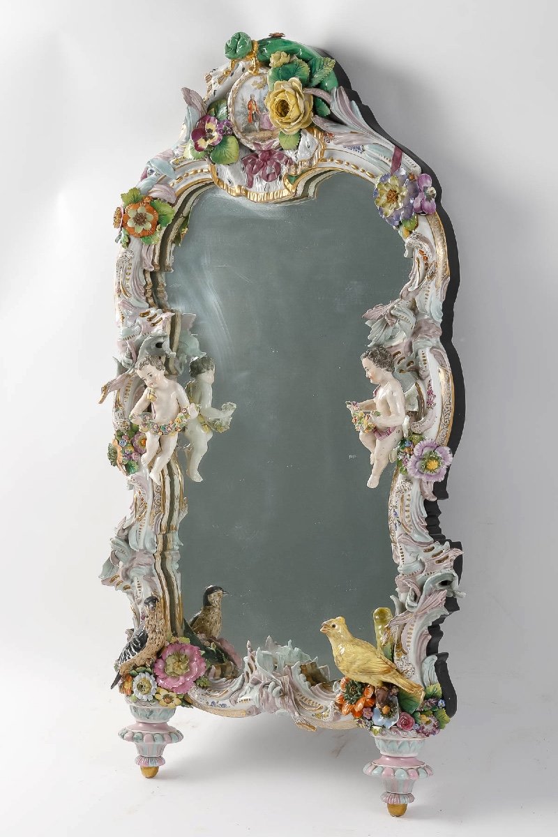 A Meissen Mirror Late 19th Century -photo-2