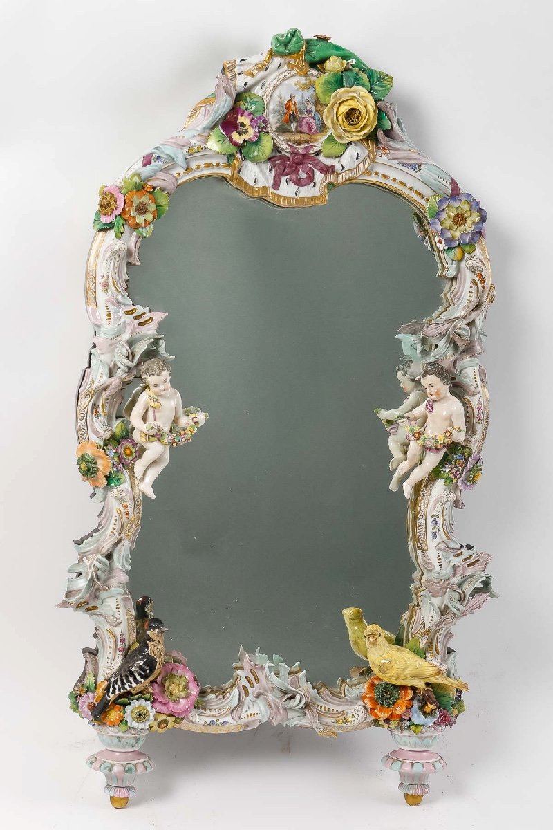 A Meissen Mirror Late 19th Century 