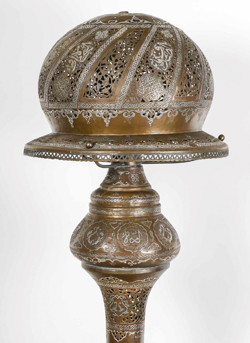 Syrian Floor Lamp In Openwork Metal Late 19th Century -photo-4