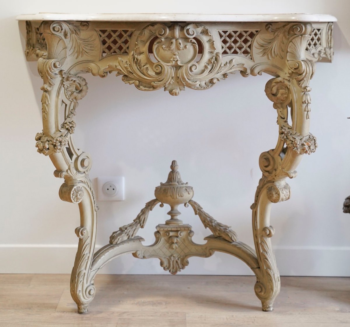 A Pair Of Louis XV Style Lacquered Wood Consoles Late 19th Century -photo-3