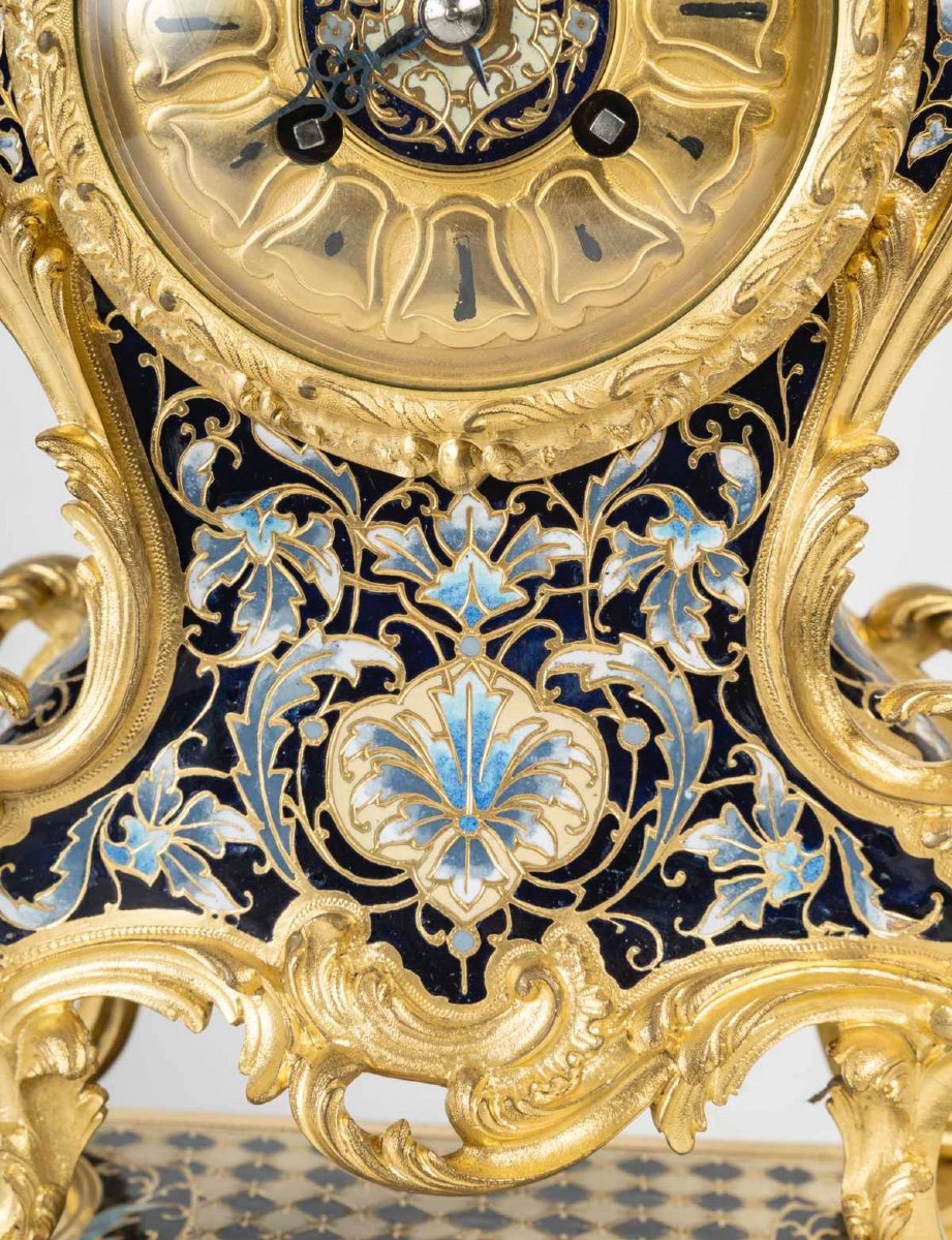 A Fireplace Trim In Gilt Bronze And Cloisonné Enamel Late 19th Century -photo-3