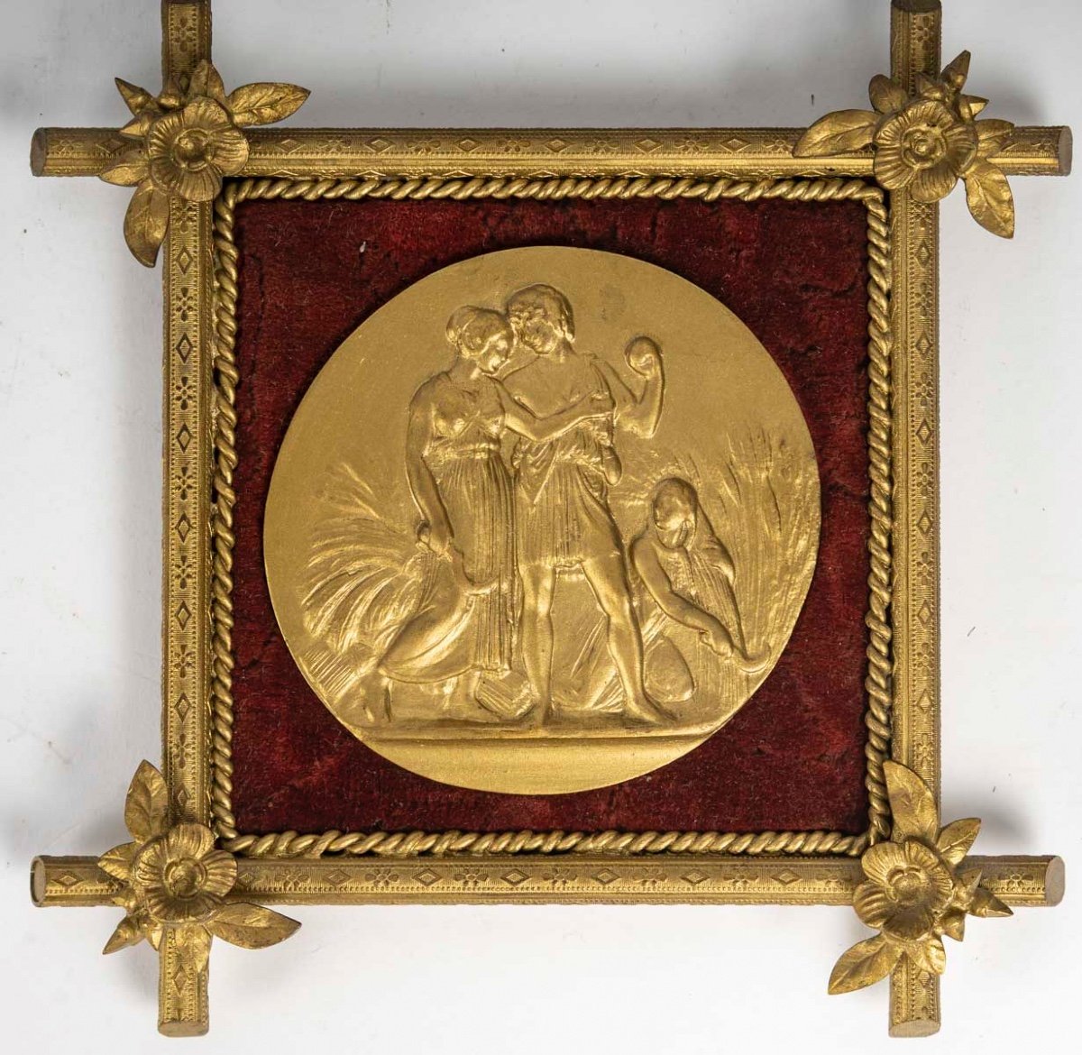 Une Série De Quatre Plaques En Bronze Doré "les Saisons", Fin XIXè Siècle -photo-1