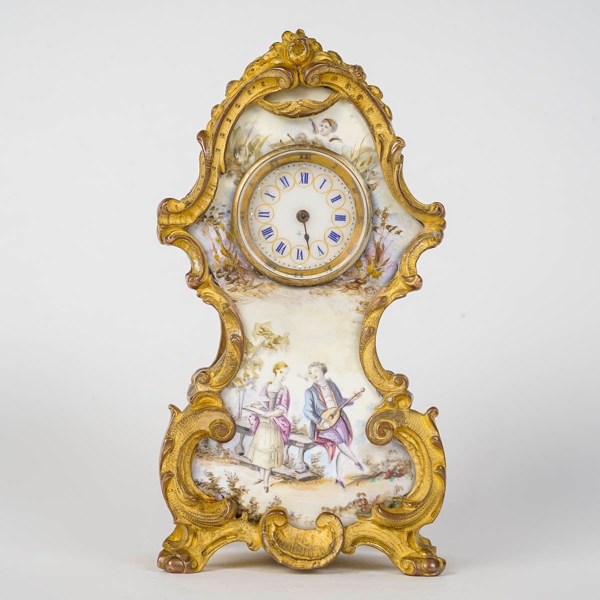 A Miniature Enamel Clock Late 19th Century -photo-2