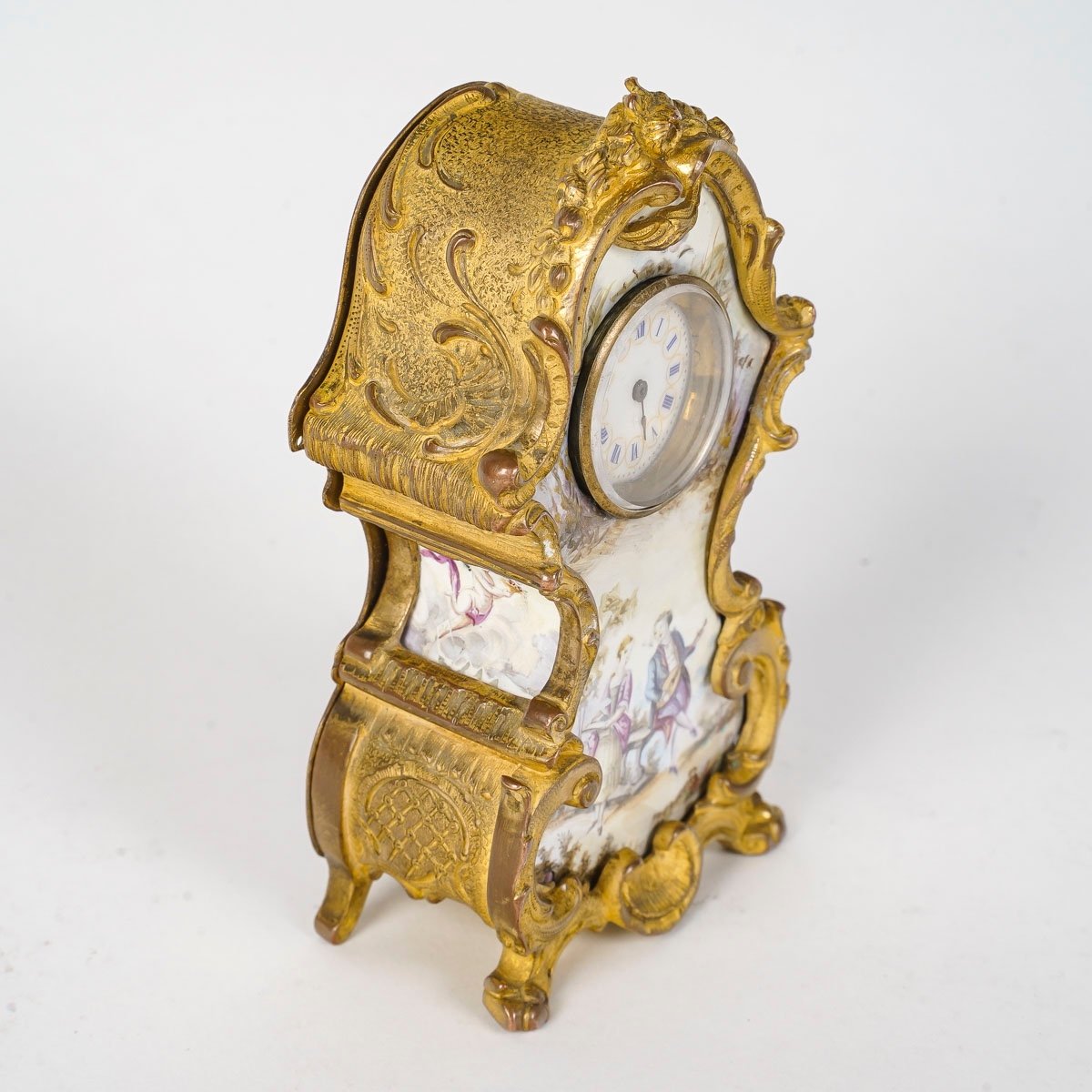 A Miniature Enamel Clock Late 19th Century -photo-3