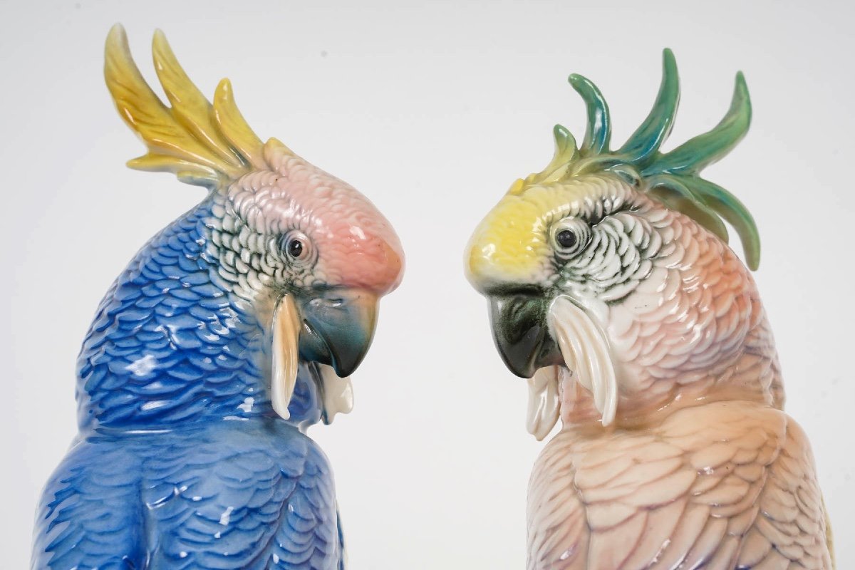 A Pair Of Porcelain Parrots -photo-2
