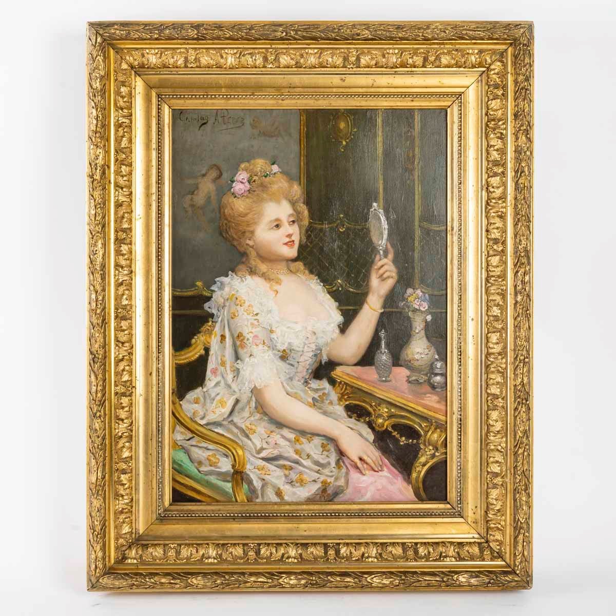 A Painting Oil On Canvas, Late 19th Century 