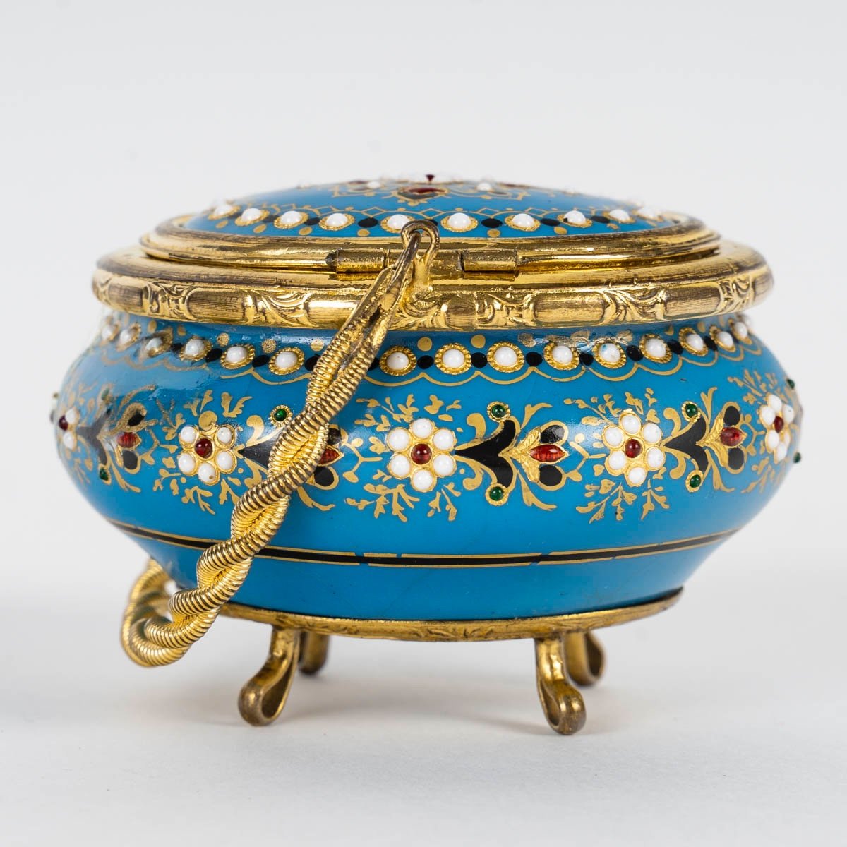 A Small Miniature Gilt Bronze And Enamel Box, Late 19th Century -photo-3