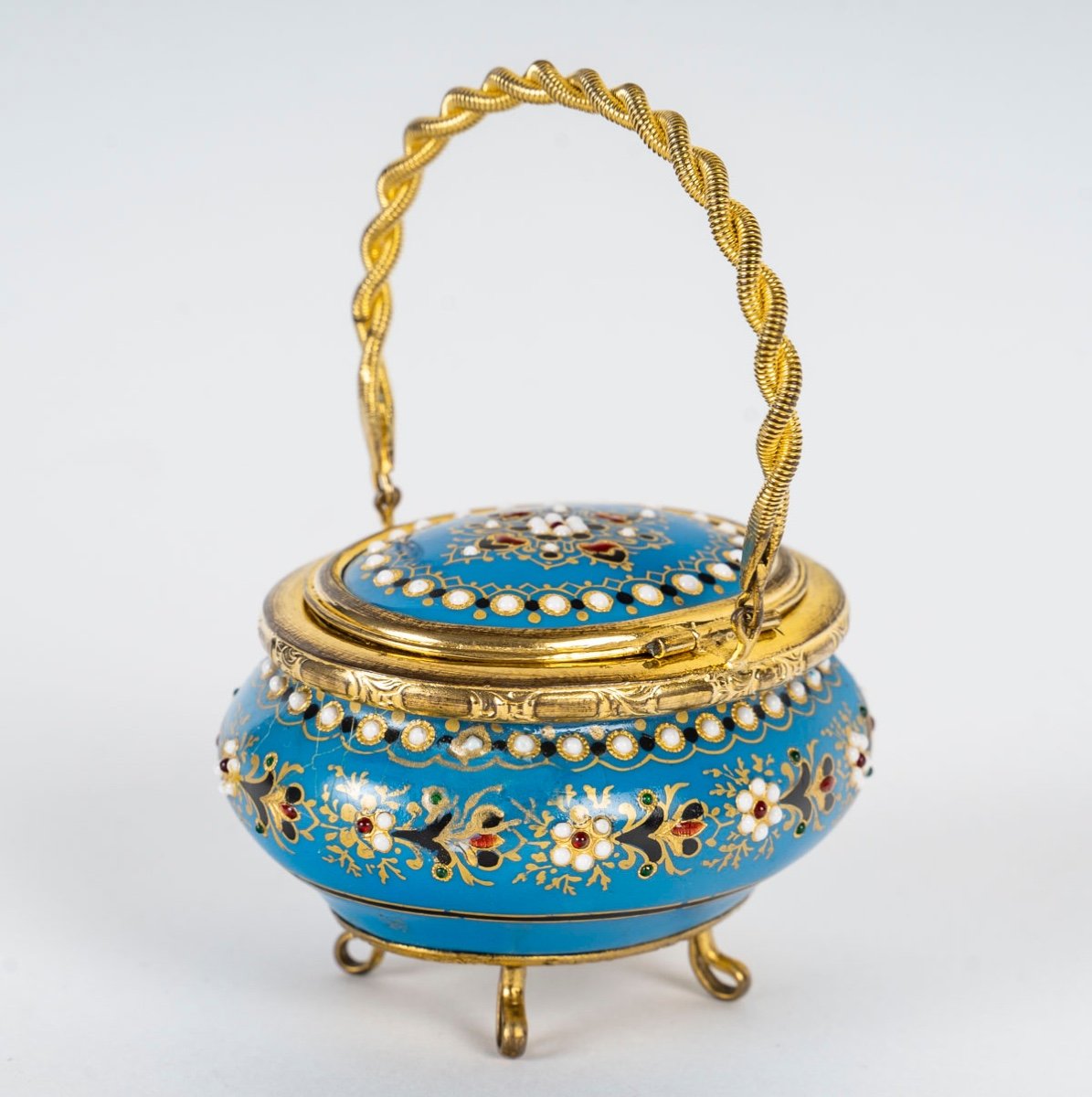 A Small Miniature Gilt Bronze And Enamel Box, Late 19th Century -photo-7