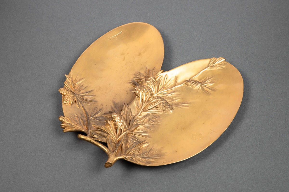 Un E Coupe Vide-poche En Bronze Doré, début XXème Siècle -photo-3