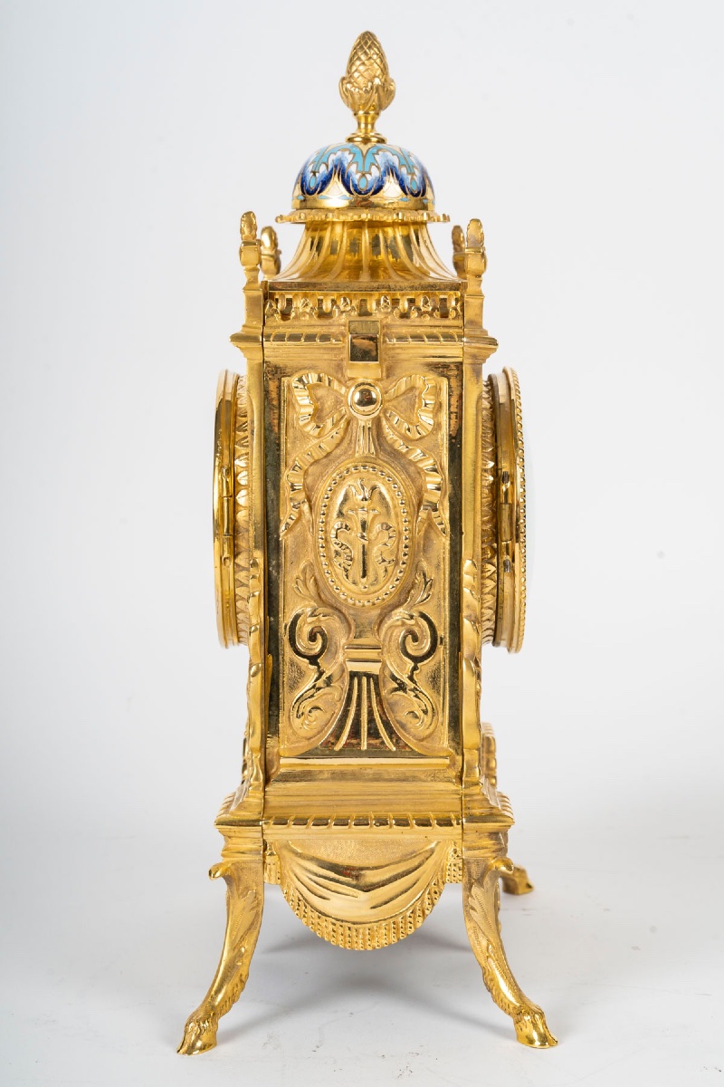 A Late 19th Century Gilt Bronze And Cloisonné Enamel Fireplace Surround-photo-3