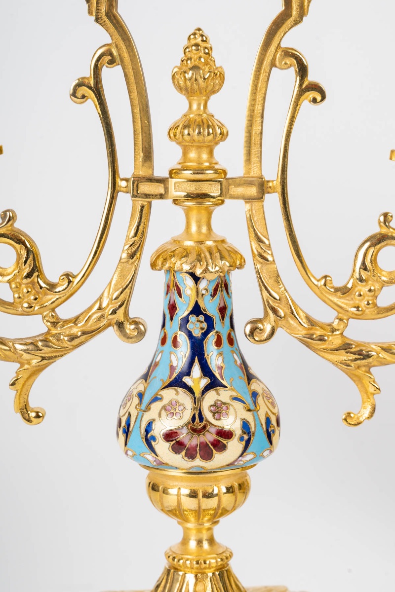 A Late 19th Century Gilt Bronze And Cloisonné Enamel Fireplace Surround-photo-3