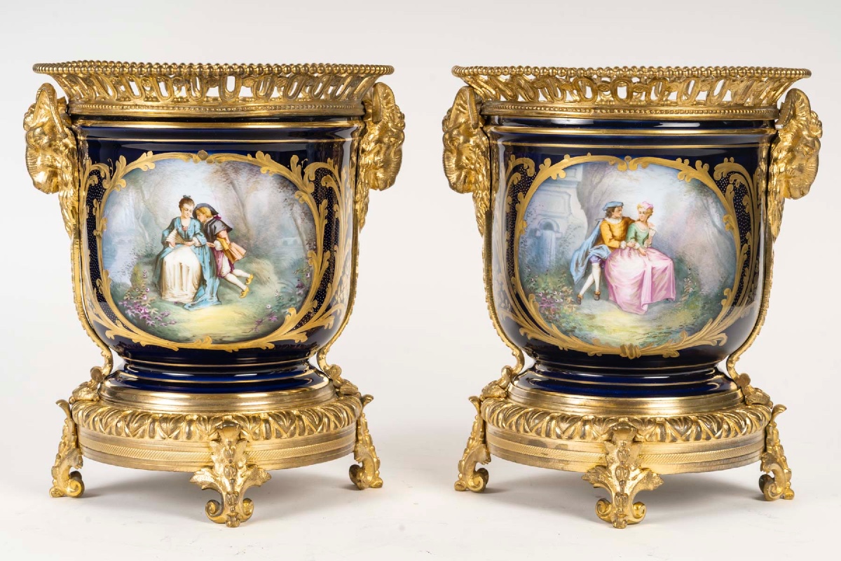 A Pair Of Porcelain Plant Pots, Late 19th Century 