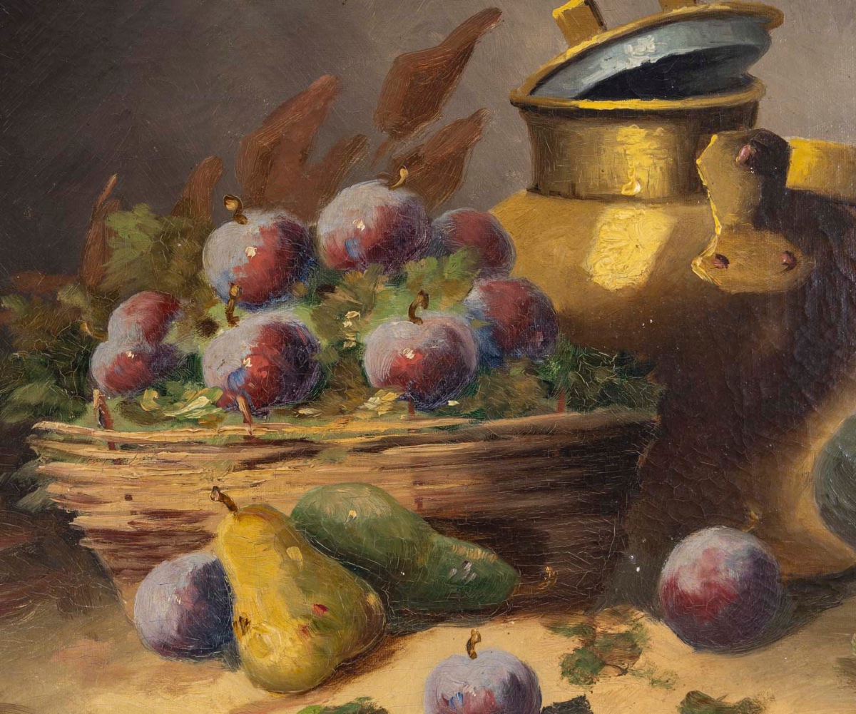 A Pair Of Oil On Canvas Paintings, Still Life, Late 19th Century-photo-2