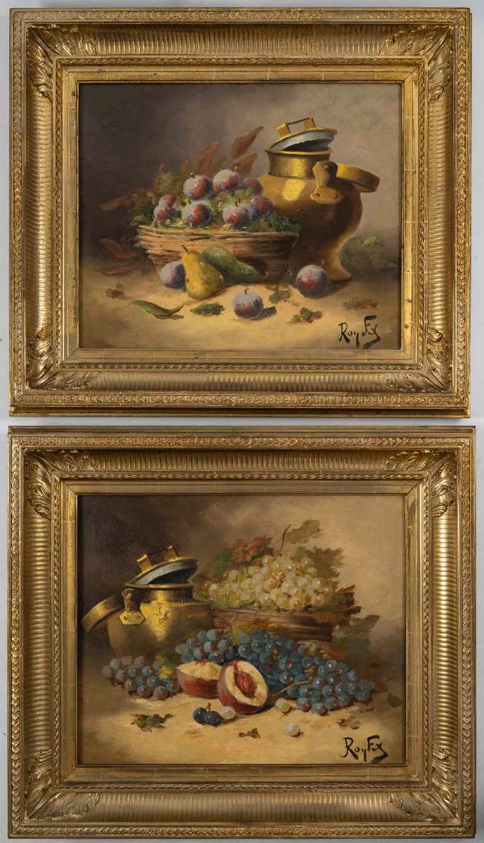 A Pair Of Oil On Canvas Paintings, Still Life, Late 19th Century